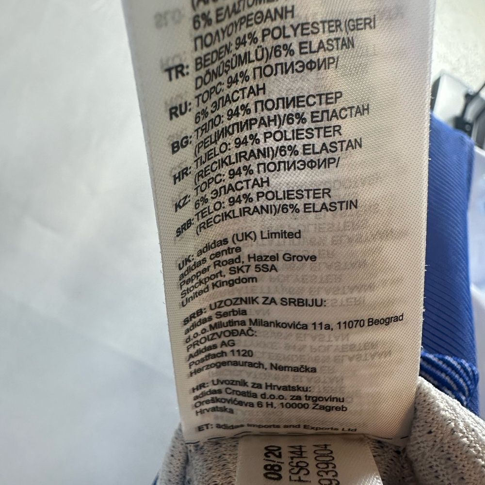 Adidas Blue and White Striped Zippable Ribbed Crop Top Size L - Picture 9 of 9